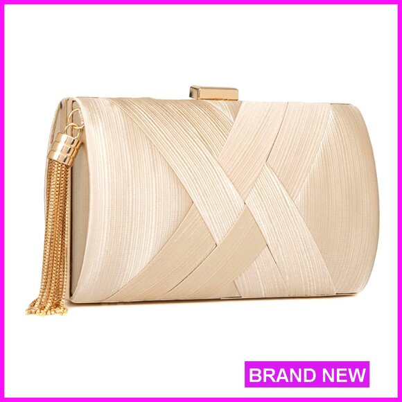 Elegant Evening Clutch with Tassel Removable Chain Straps Formal Wedding Party
